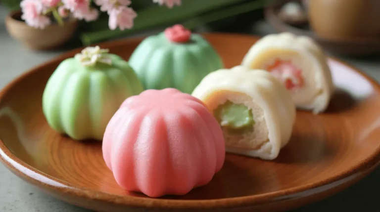 Recette mochi : mochis colorés maison sur assiette japonaise traditionnelle