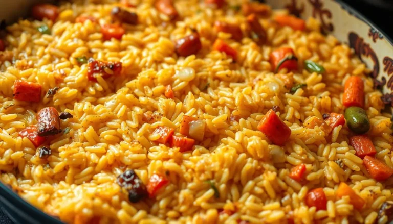Riz au four : Casserole de riz doré avec légumes rôtis et croûte savoureuse