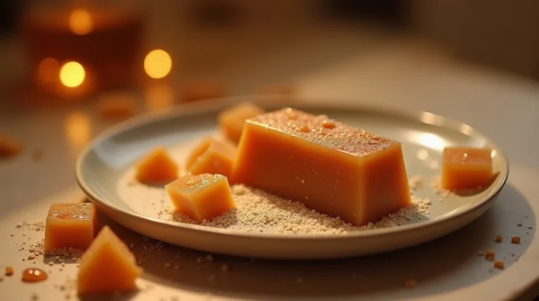 Bonbon caramel brillant sur une assiette élégante