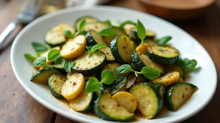 "Recette de courgette à la poêle : courgettes dorées garnies d'herbes aromatiques"