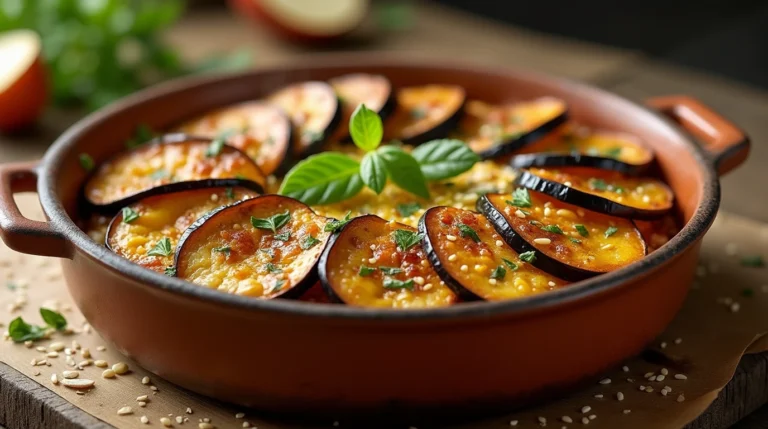 "Recette aubergine au four croustillante avec herbes et graines de sésame"