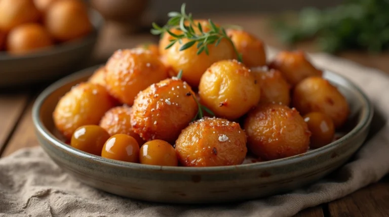 Choux de Bruxelles recette végétarienne servie dans une assiette en céramique avec des amandes effilées et une sauce légère.