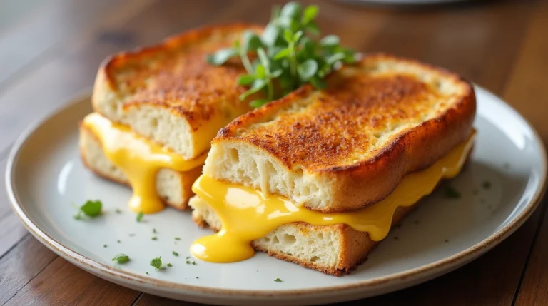 Croque monsieur au four avec une croûte dorée et du fromage fondant.