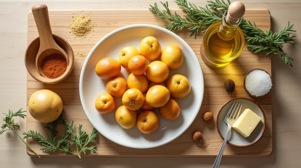 "Ingrédients frais pour une recette réussie de pomme de terre au four"