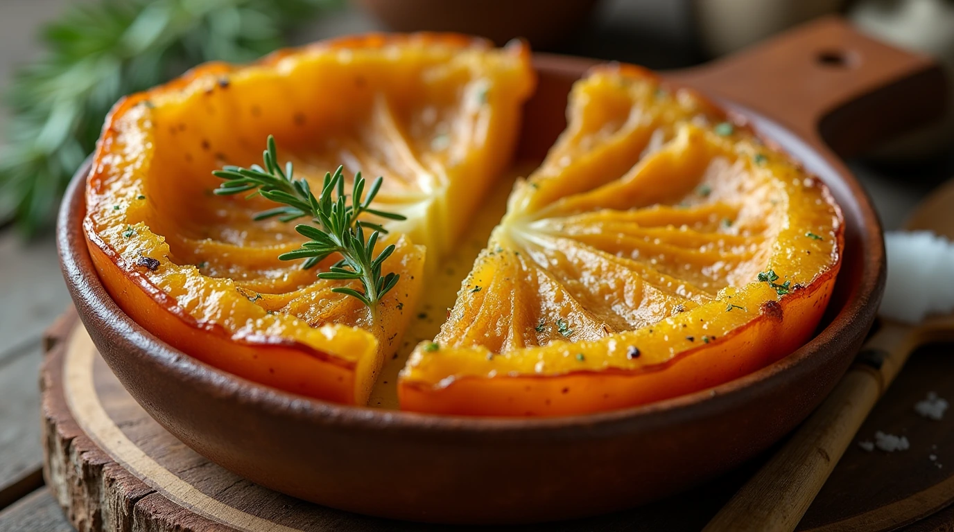 "Pomme de terre au four croustillante avec beurre fondant et herbes fraîches"