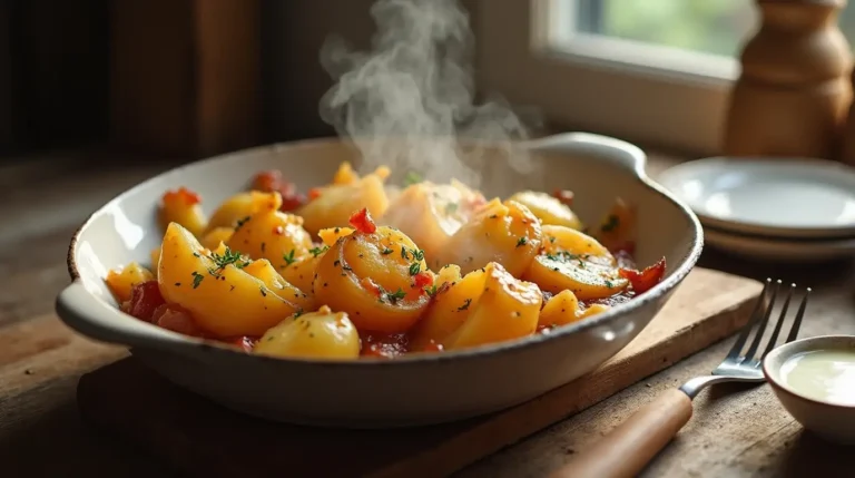 Pommes de terre au four dorées et croustillantes avec garnitures.