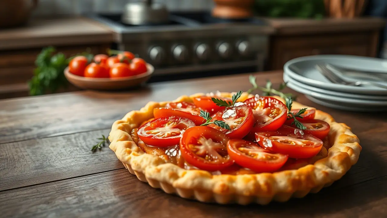 Tarte thon tomate dorée et croustillante sortie du four
