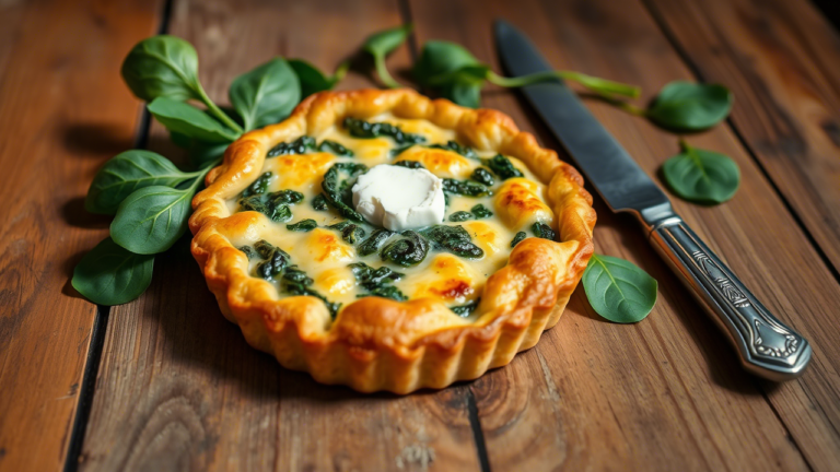Tarte épinard chèvre dorée et croustillante sortie du four