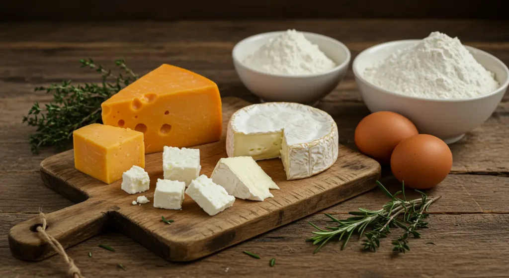Ingrédients frais pour préparer une tarte au fromage maison