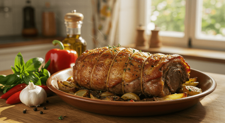 Veau mijoté à la provençale avec tomates et herbes.