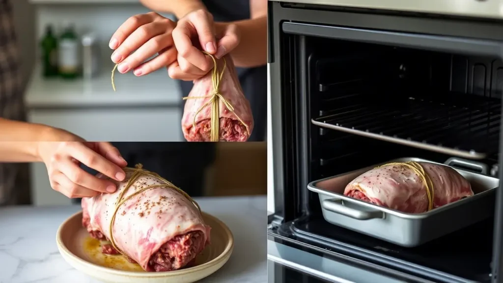 Préparation du roti de veau au four étape par étape