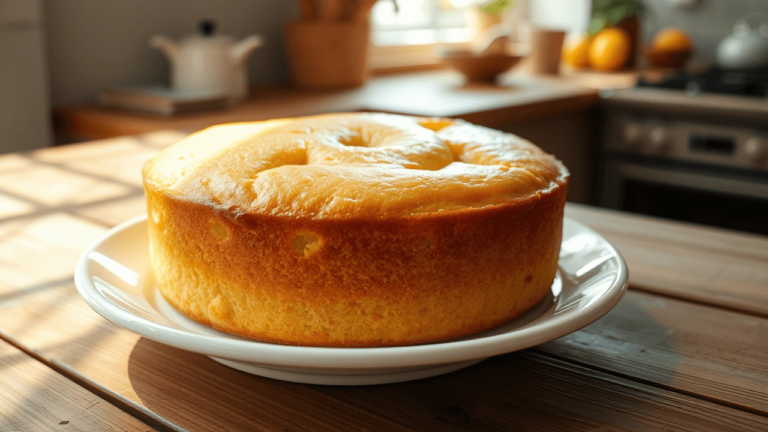 Cake Citron moelleux fraîchement cuit, présenté sur une assiette blanche