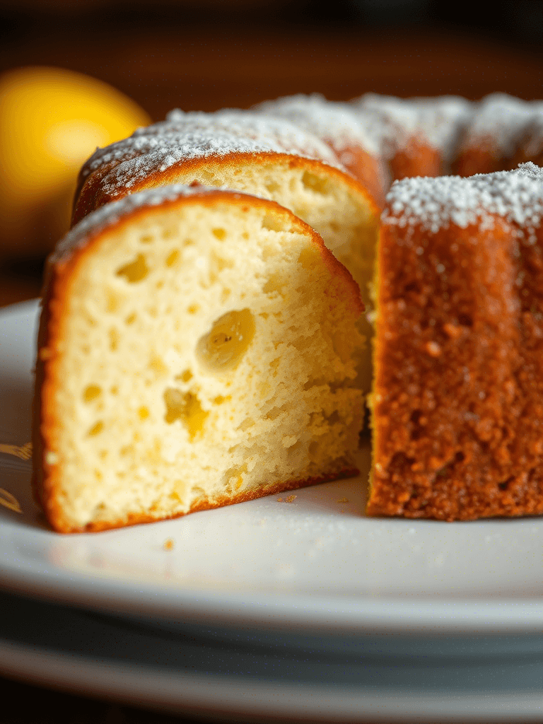 Tranche de Cake Citron montrant l’intérieur moelleux et parfumé