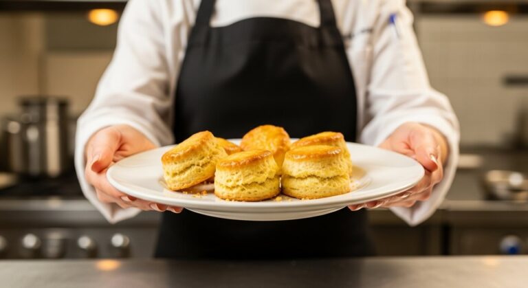Biscuits dorés inspirés de La Maison du Biscuit présentés sur table rustique.
